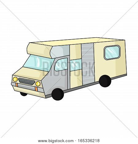 Campervan icon in cartoon design isolated on white background. Family holiday symbol stock vector illustration.