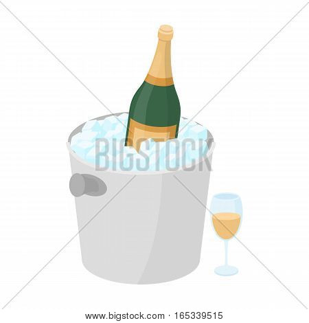 Champagne bottle in an ice bucket icon in cartoon desgn isolated on white background. France country symbol stock vector illustration.