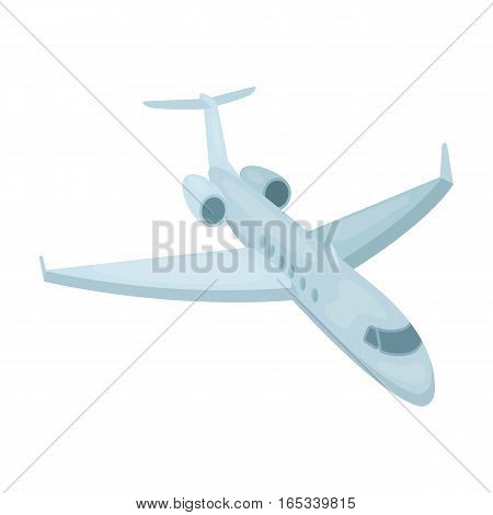 Airplane icon in cartoon design isolated on white background. Rest and travel symbol stock vector illustration.