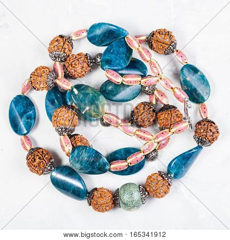 Tangled Necklace From Kyanite And Serpentine