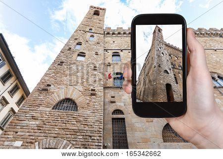 Tourist Photographs Bargello Palace In Florence