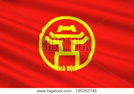 Flag of Hanoi is the capital of Vietnam and the country second largest city. 3D illustration
