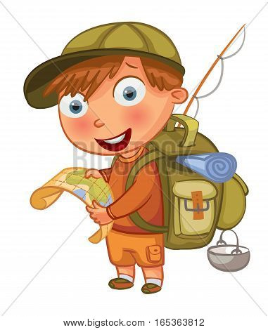 Boy Scouts. Funny cartoon character. Vector illustration. Isolated on white background