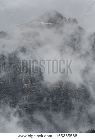 Clouds Cling to Rock Face in Montana wildernes