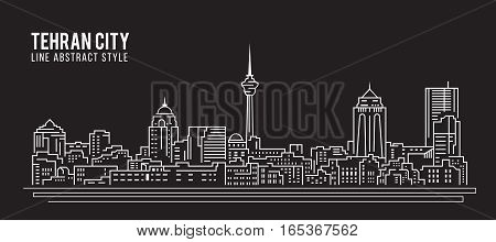 Cityscape Building Line art Vector Illustration design - Tehran city