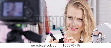 Blogging Teenager And Lipsticks