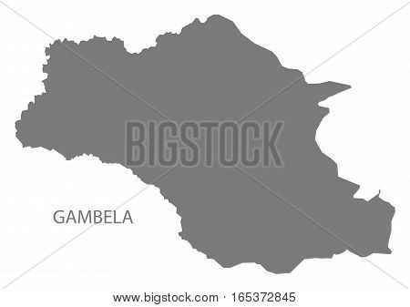 Gambela Ethiopia Map in grey region silhouette illustration