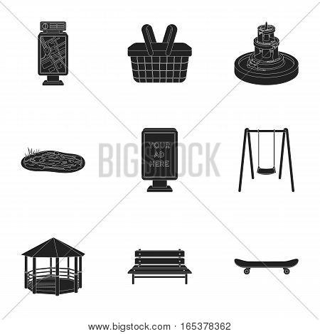 Park set icons in black style. Big collection of park vector symbol stock