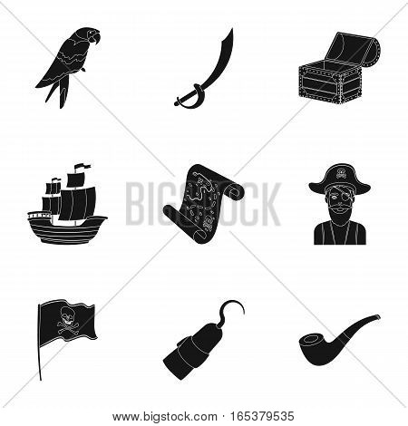 Pirates set icons in black design. Big collection of pirates vector symbol stock illustration