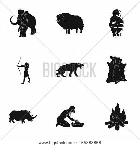 Stone age set icons in black design. Big collection of stone age vector symbol stock illustration