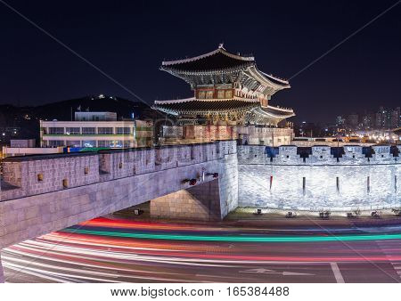 Hwaseong Fortress, Traditional Architecture Of Korea In Suwon, South Korea