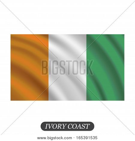 Waving Ivory Coast flag on a white background. Vector illustration