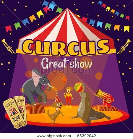 Circus great performance concept. Cartoon illustration of circus great performance vector concept for web