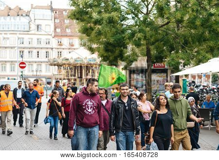 Freedom For Abdullah Ocalan Protest On Strasbourg Street
