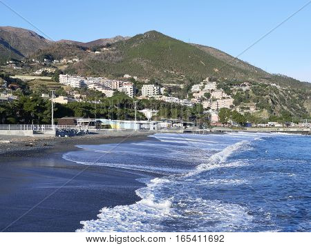 nice view of arenzano near genova , italy