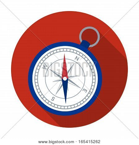Compass icon in flat design isolated on white background. Rest and travel symbol stock vector illustration.
