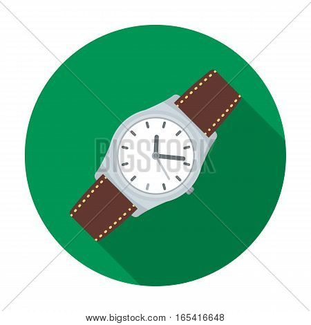 Classic wrist watch icon in flat design isolated on white background. Hipster style symbol stock vector illustration.