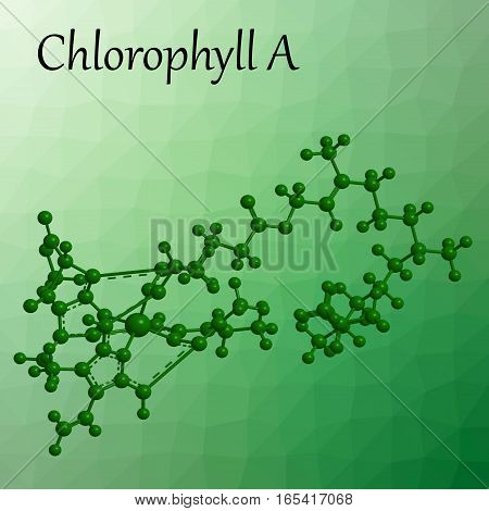Molecular structure of green plant pigment chlorophyll A 3D rendering