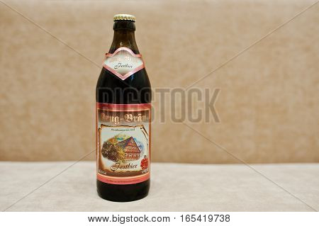 Hai, Ukraine - January 5, 2017: Brug Brun Austrian Beer