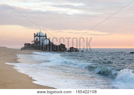 Capela do Senhor da Pedra on sunset Porto Portugal