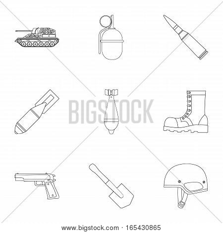 Military and army set icons in outline design. Big collection of military and army vector symbol stock illustration