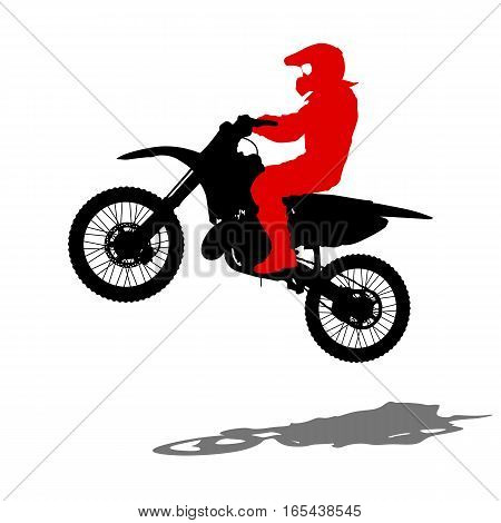 Silhouettes Rider participates motocross championship Vector illustration.