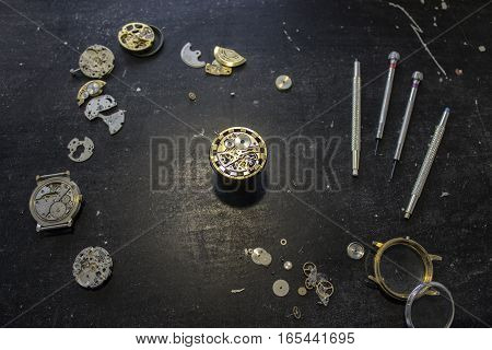 The procces of watch repair with special tools