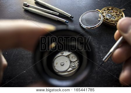 The procces of watch repair with special tools