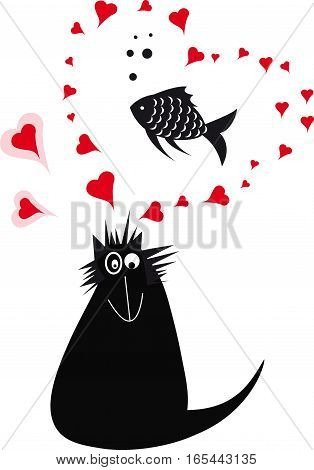 Illustration With Love Cat