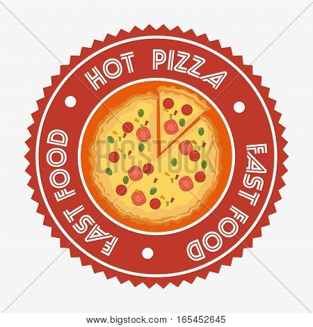 delicious hot pizza embelm vector illustration design