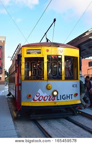 Tampa, Florida - Usa - January 07, 2016 :  Ybor City Streetcar