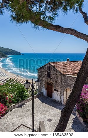Colorful view of Sperlonga in May Lazio Italy.