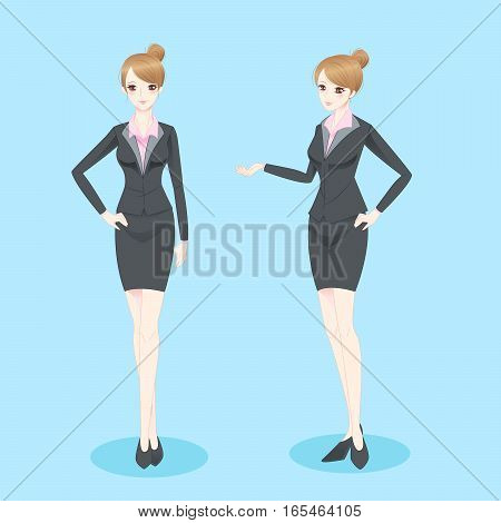 beauty cartoon businesswoman show something to you