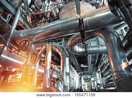 Equipment, Cables And Piping As Found Inside Of A Modern Industrial Power Plant