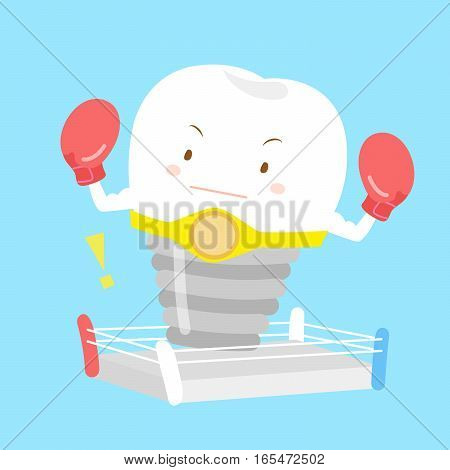 cute cartoon tooth with boxing for your concept