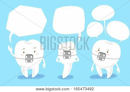 cartoon brace tooth talk with speech bubble