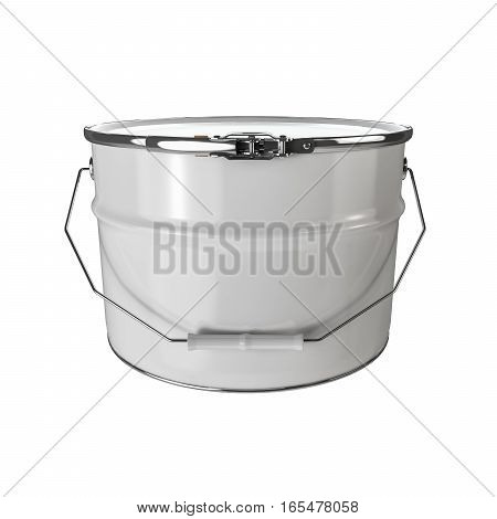 White paint bucket isolated. 3d render illustration.
