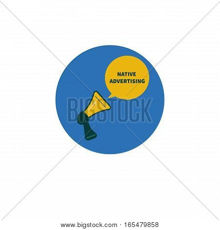 Icon native advertising. Megaphone and cloud. Internet marketing. Vector illustration.