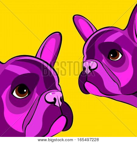 bulldog dog animal french vector illustration pet breed cute drawing puppy