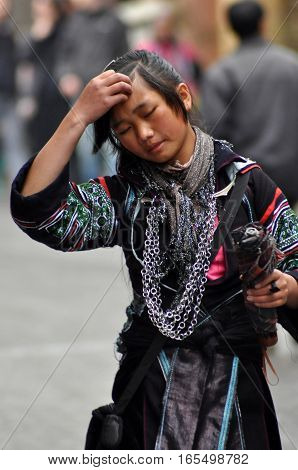 Hmong Woman (chinese Minority) In Sapa, Vietnam