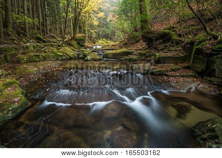 Beautiful in nature the Akame 48 waterfalls in autumn Mie Prefecture Japan