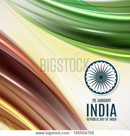 Indian Independence Day concept background with Ashoka wheel. 26 of january Vector Illustration