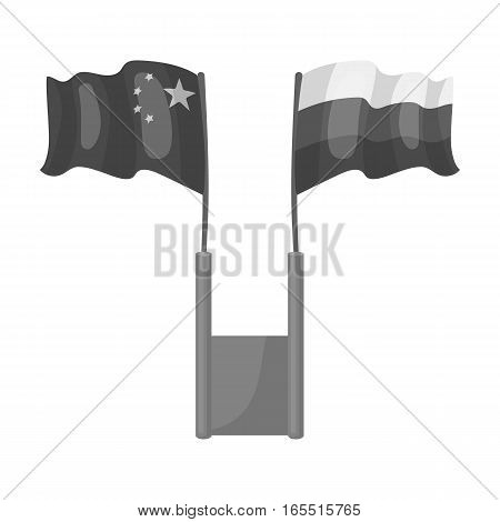 Russia and China flags icon in monochrome design isolated on white background. Interpreter and translator symbol stock vector illustration.