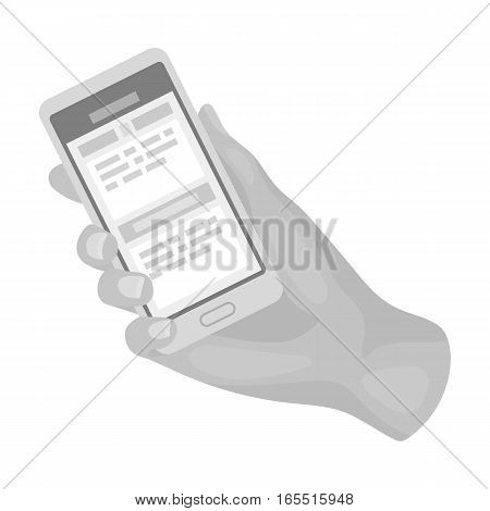 Mobile translator icon in monochrome design isolated on white background. Interpreter and translator symbol stock vector illustration.