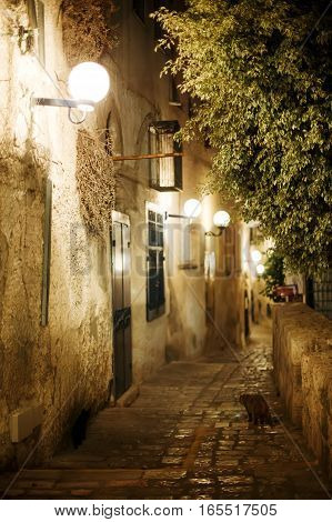 Old Town Jaffa Street In The Evening