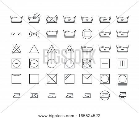 Laundry Icon Thin Line Set Care Cloth Symbols Pixel Perfect Art. Material Design for Web and App. Vector illustration
