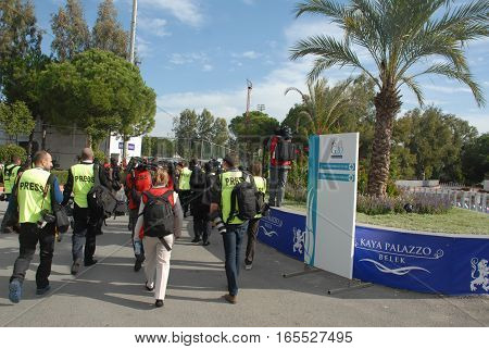 ANTALYA/TURKEY-NOVEMBER 14: G20 Antalya Summit accredited press members at International Media Center (IMC) in Kaya Palazzo Hotel, November 14, 2015 in Antalya, Turkey