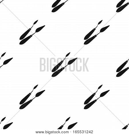 Painting palette with paintbrush icon in Black style isolated on white background. Artist and drawing pattern vector illustration.