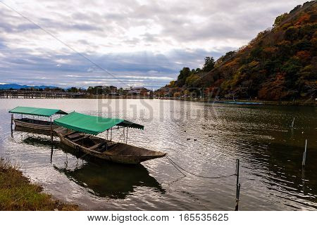 Boat And Togetsukyo Bridge, Arashiyama