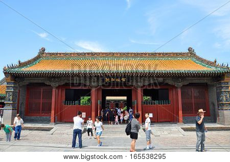 SHENYANG, CHINA - JUL. 26, 2012: Daqing (Great Qing) Gate of Shenyang Imperial Palace (Mukden Palace), Shenyang, China. Shenyang Imperial Palace is UNESCO world heritage site built in 400 years ago.